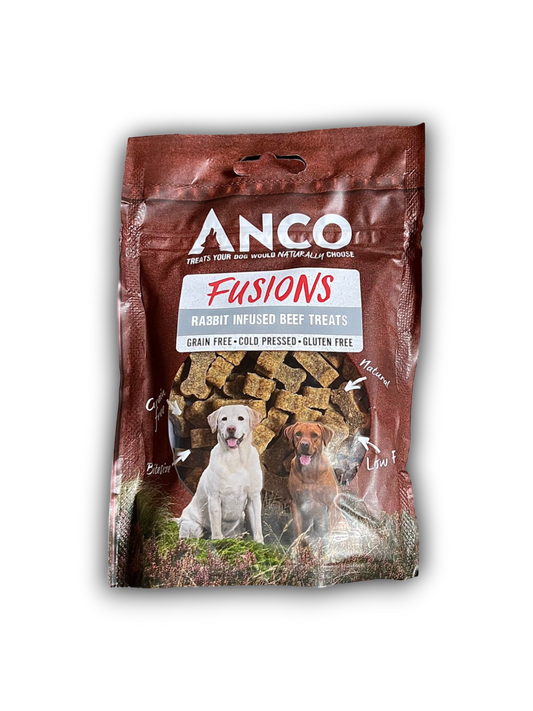 Anco Fusions 100g dog training treats beef and rabbit grain and gluten free