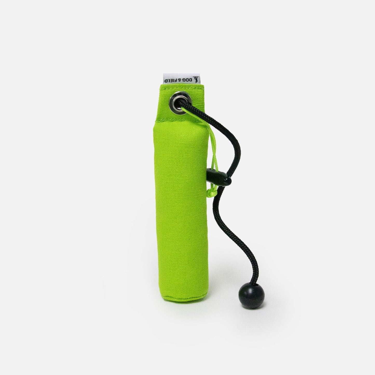 Dog and Field canvas puppy training dummy with toggle lime green and red