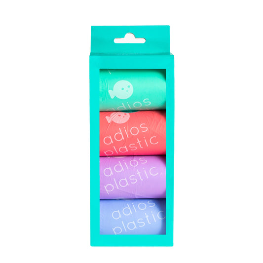 Adios Compostable Dog Poo Bags - 4 Rolls in Rainbow (60 Bags)