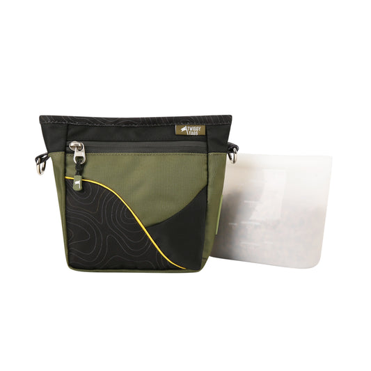 green and black treat pouch for dog training from twiggy tags with silicone pouch and magnetic closure at track and trail canine outfitters dumfries