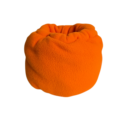 Bright Orange Neon Hush Muff  Sound and noise reducing head gear for anxious dogs available at Track and Trail Canine Outfitters