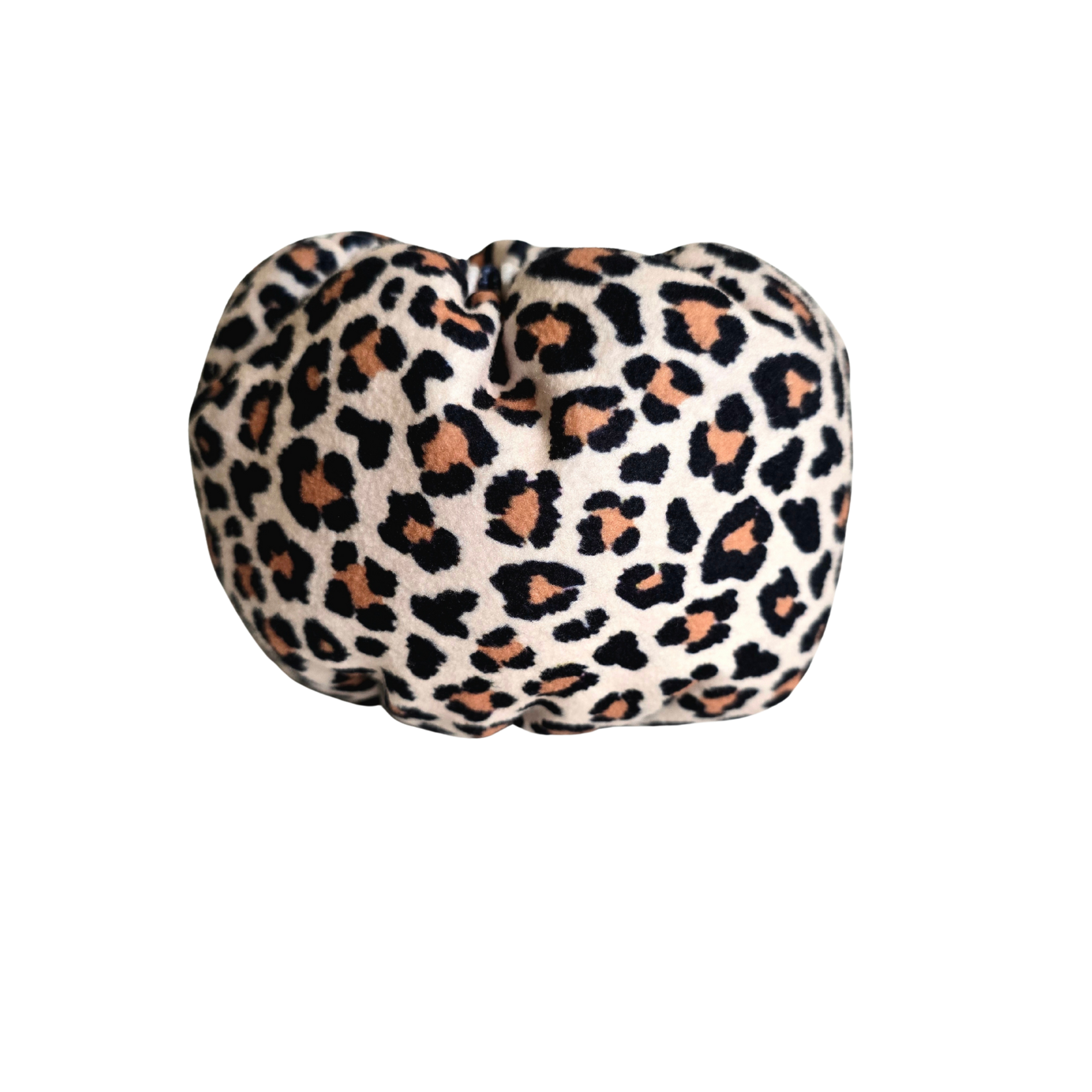 Leopard Print Hush Muff  Comfortable Fleece Sound and noise reducing head gear for anxious dogs available at Track and Trail Canine Outfitters